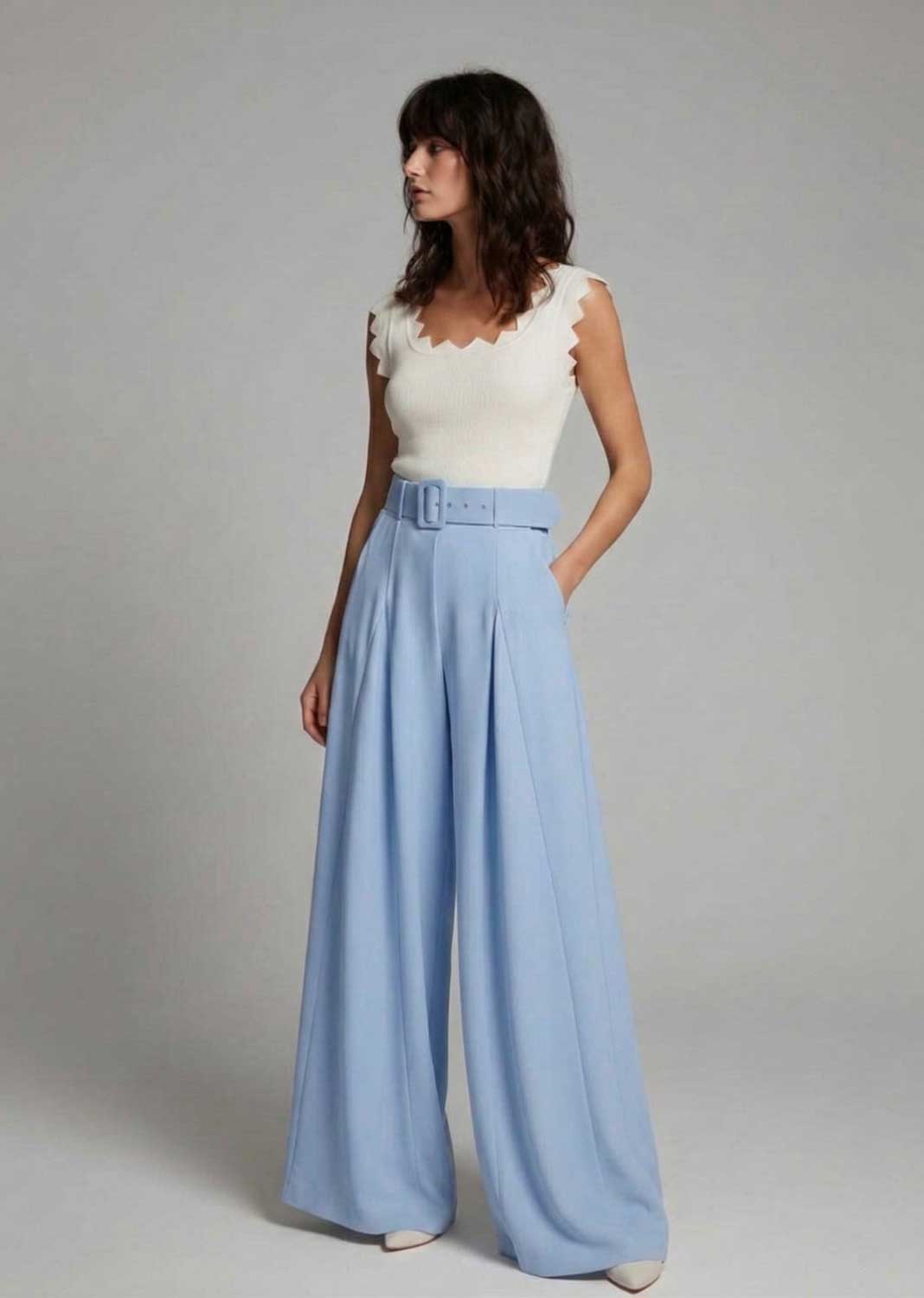 wide leg palazzo pants pale blue