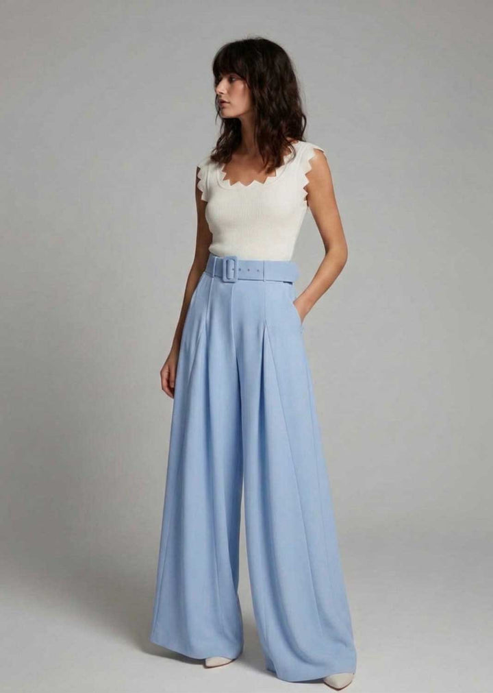 wide leg palazzo pants pale blue