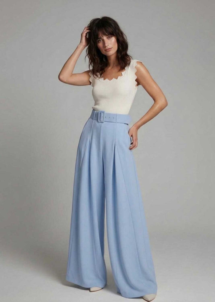 Aurelia Wide Leg Palazzo Pants Pale Blue