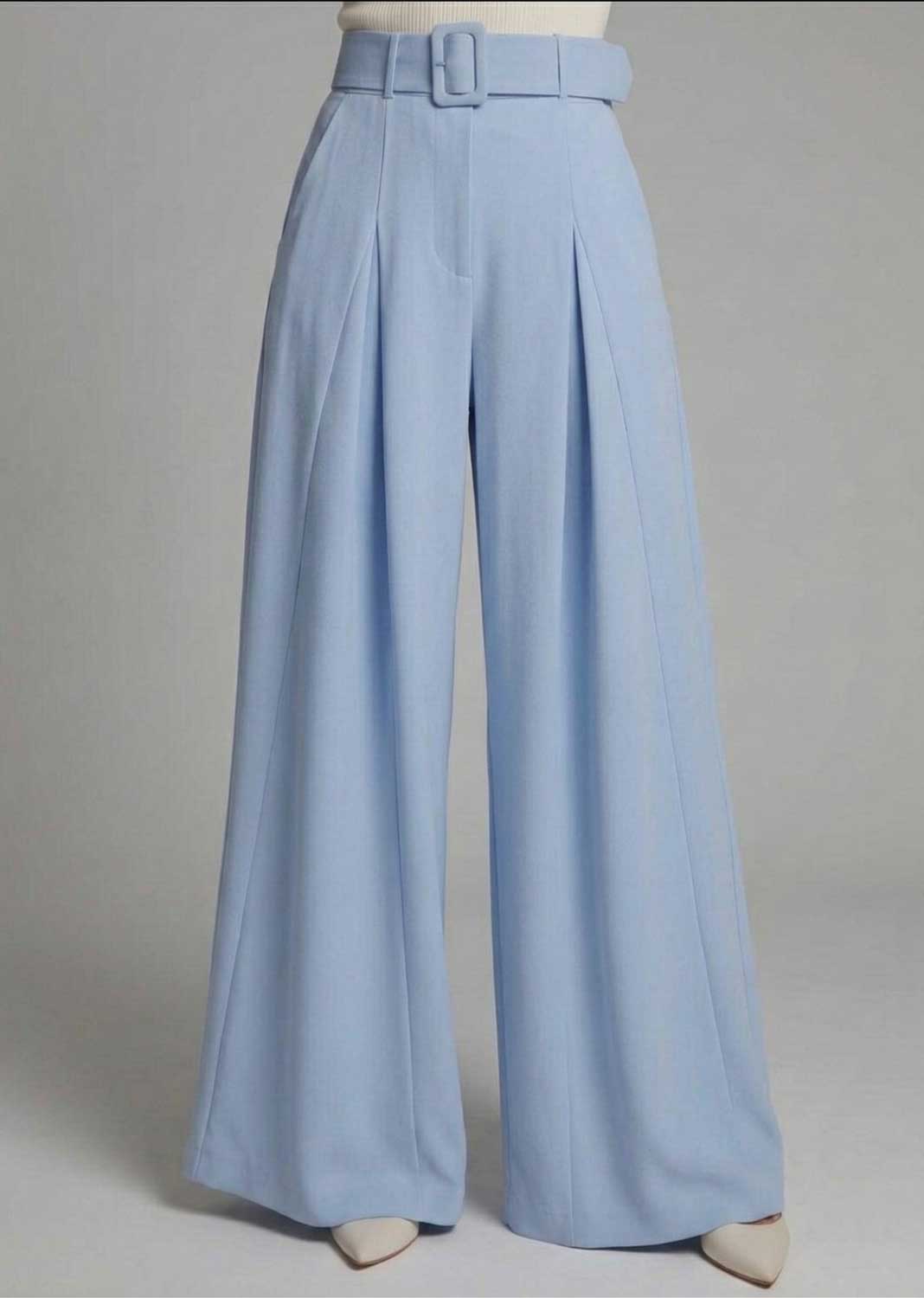 Aurelia Wide Leg Palazzo Pants Pale Blue