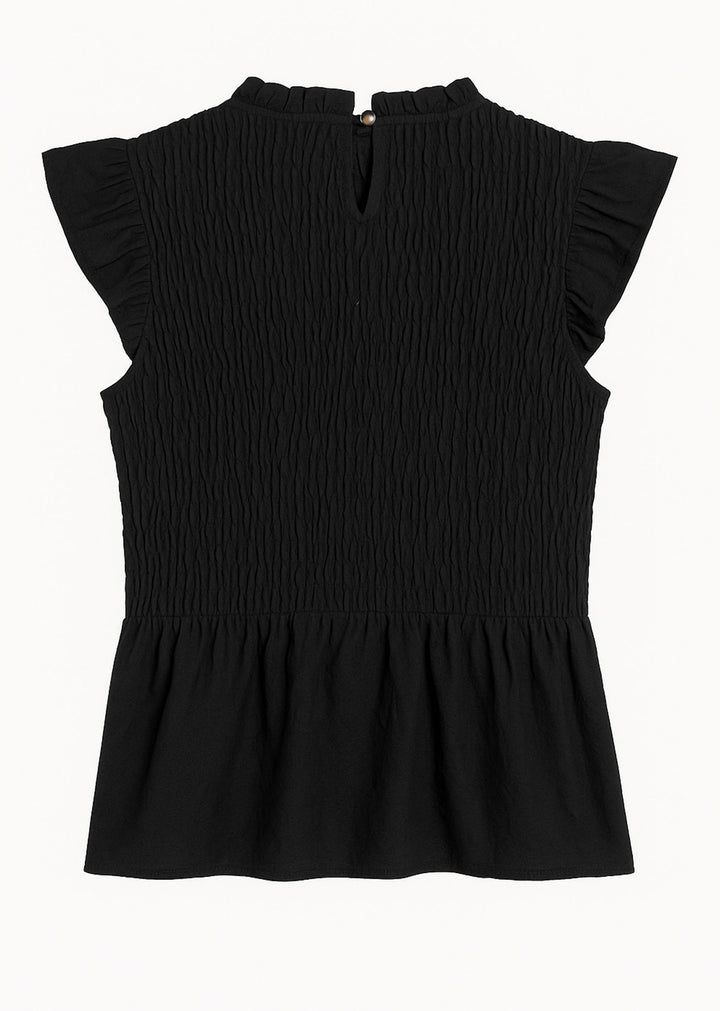 Black Shirred Top