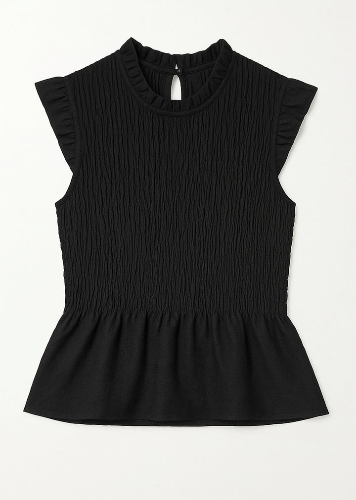 Black Shirred Top