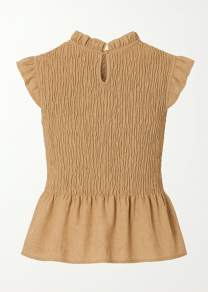Camel Shirred Top