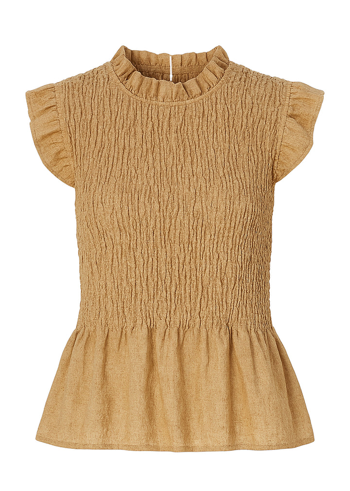Camel Shirred Top