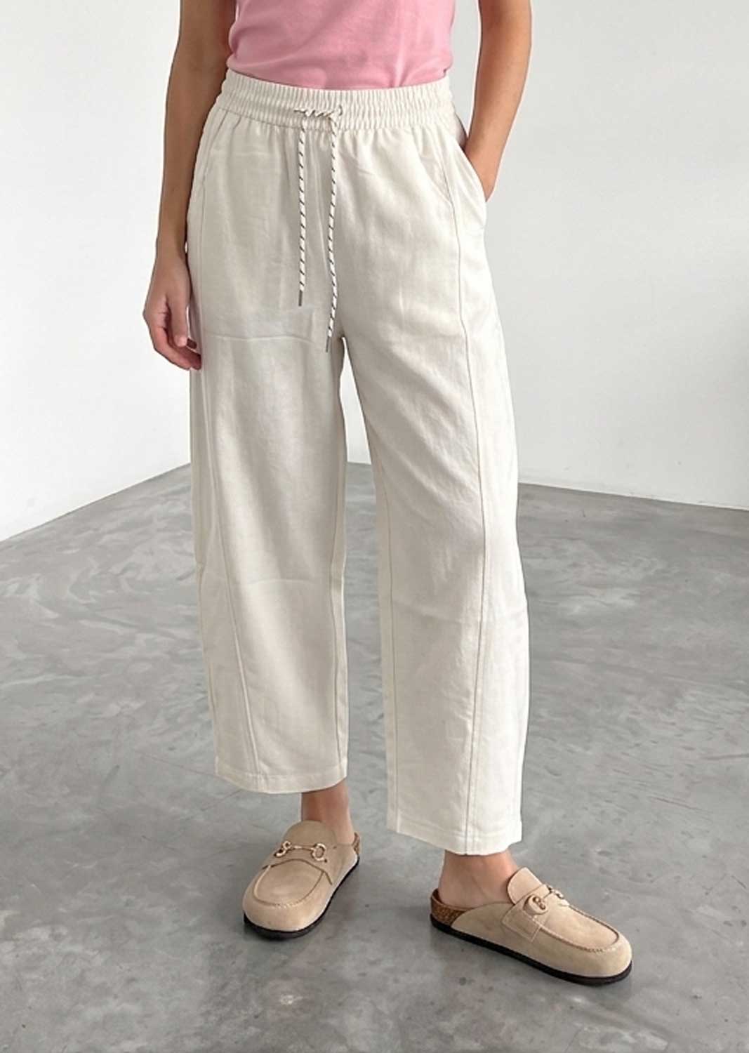 Charlotte Cream Barrel Leg Pants