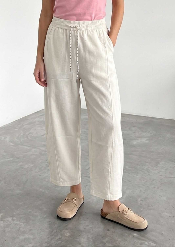 Charlotte Cream Barrel Leg Pants