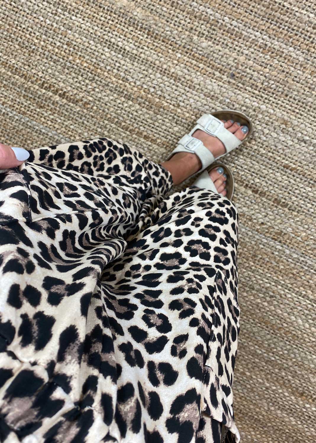 Jersey Pocket Cocoon Pants in  Leopard Print