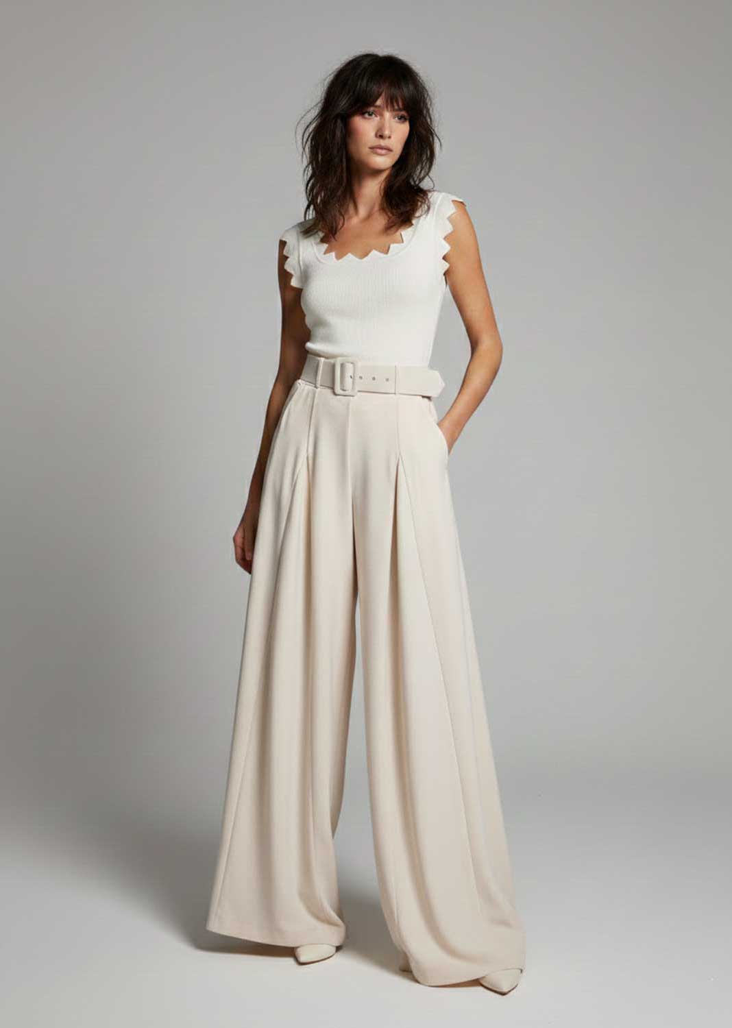 Kyla Zig Zag Trim Vest Ivory