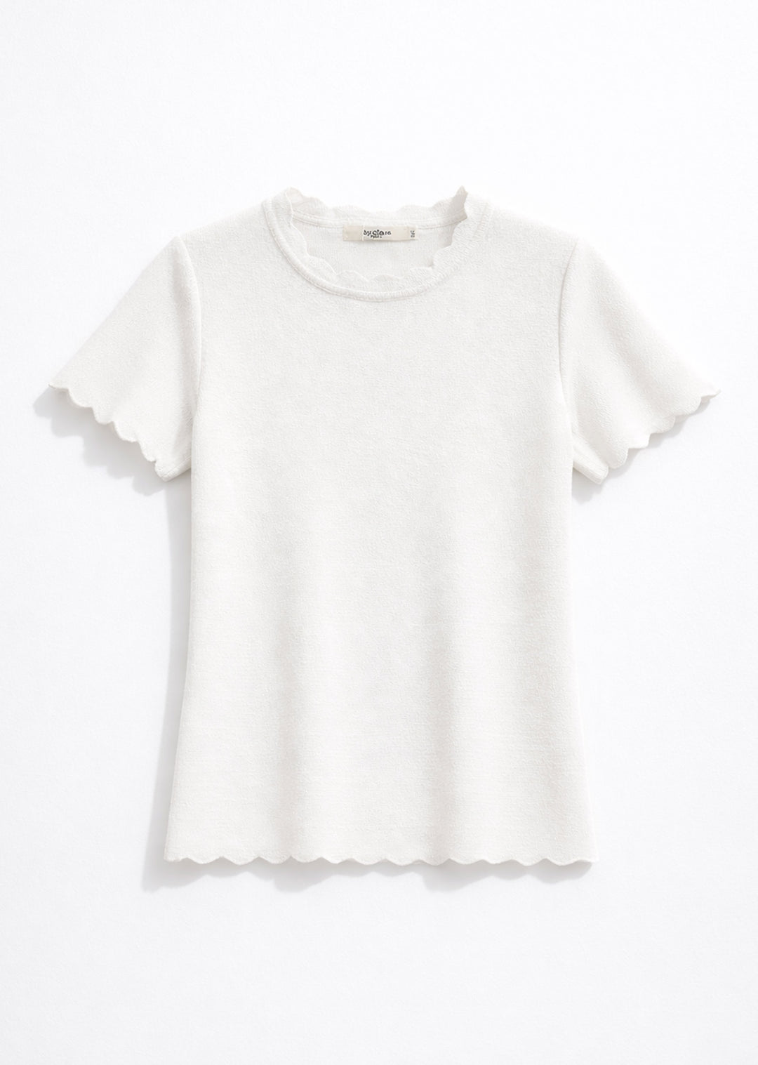 Corrine Scallop Knit Top Ivory