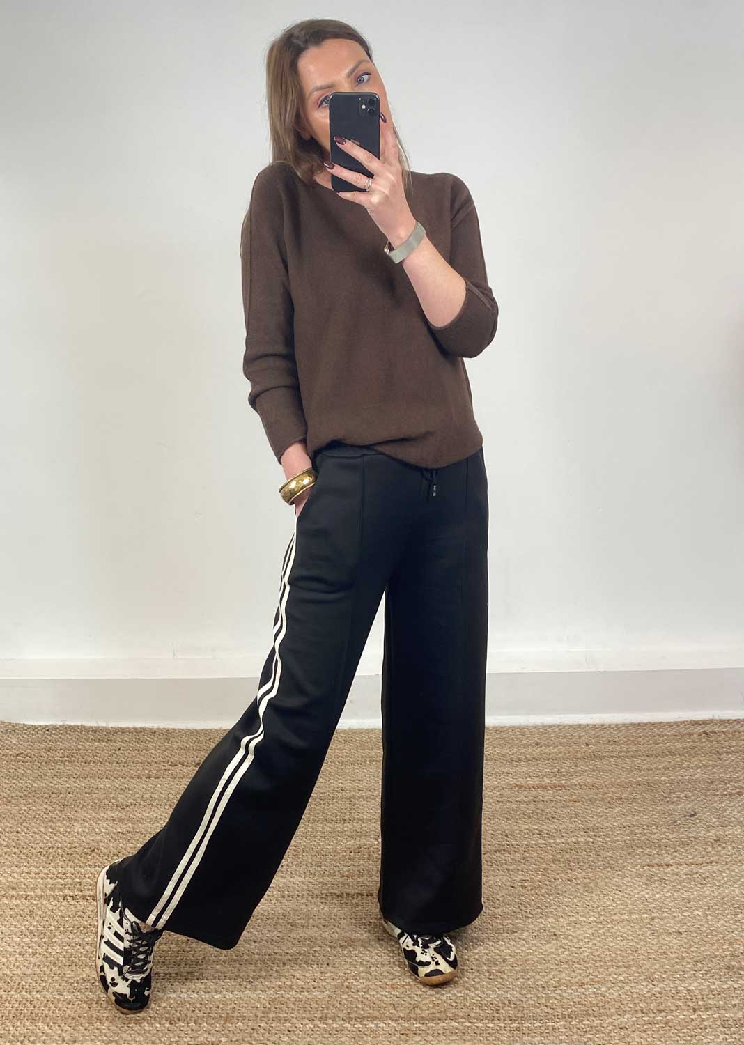 Cory Side Stripe Track Pants Brown