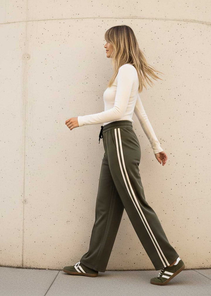 Cory Side Stripe Track Pants Khaki