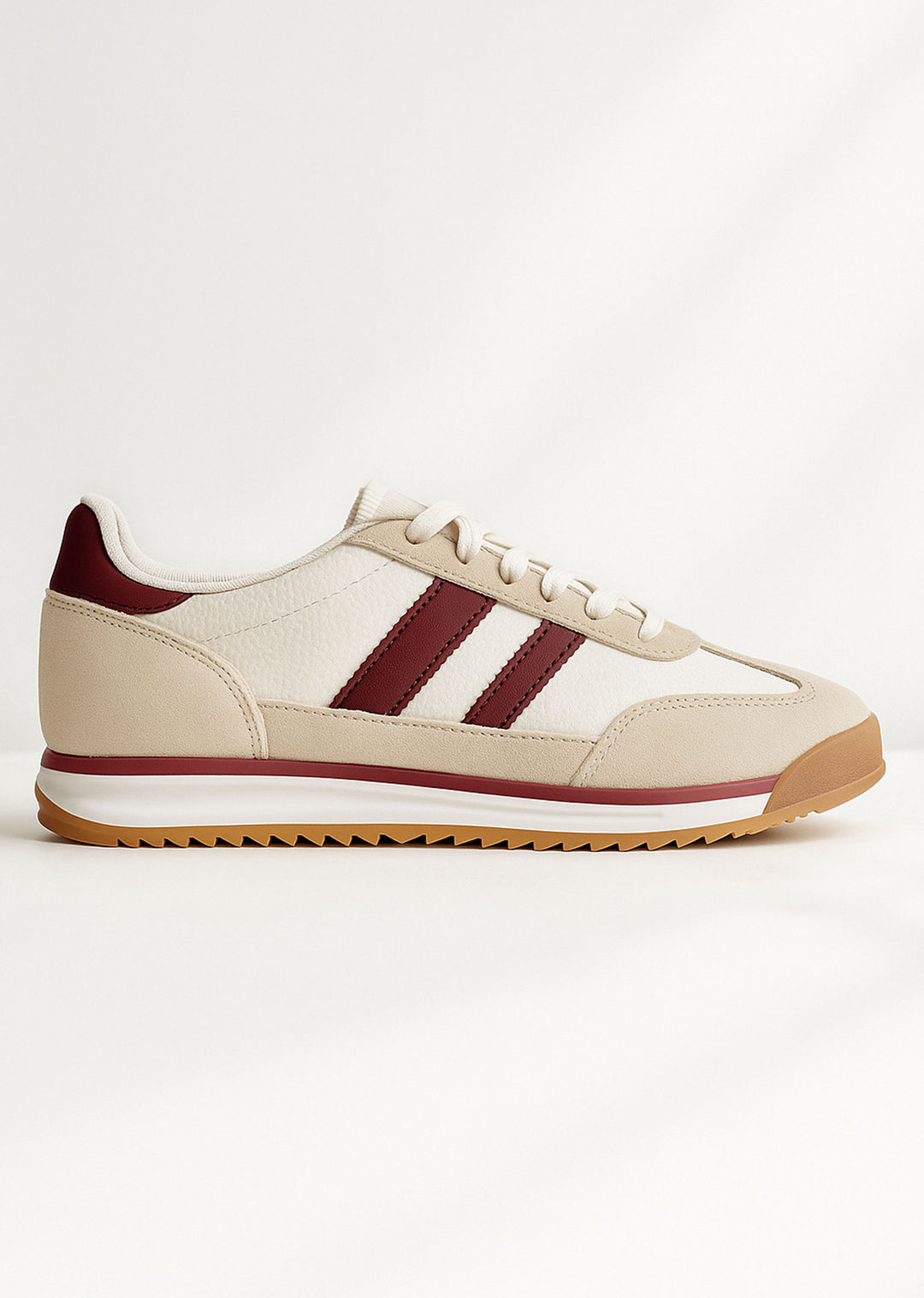 Alta Cream Burgundy Contrast Trainers