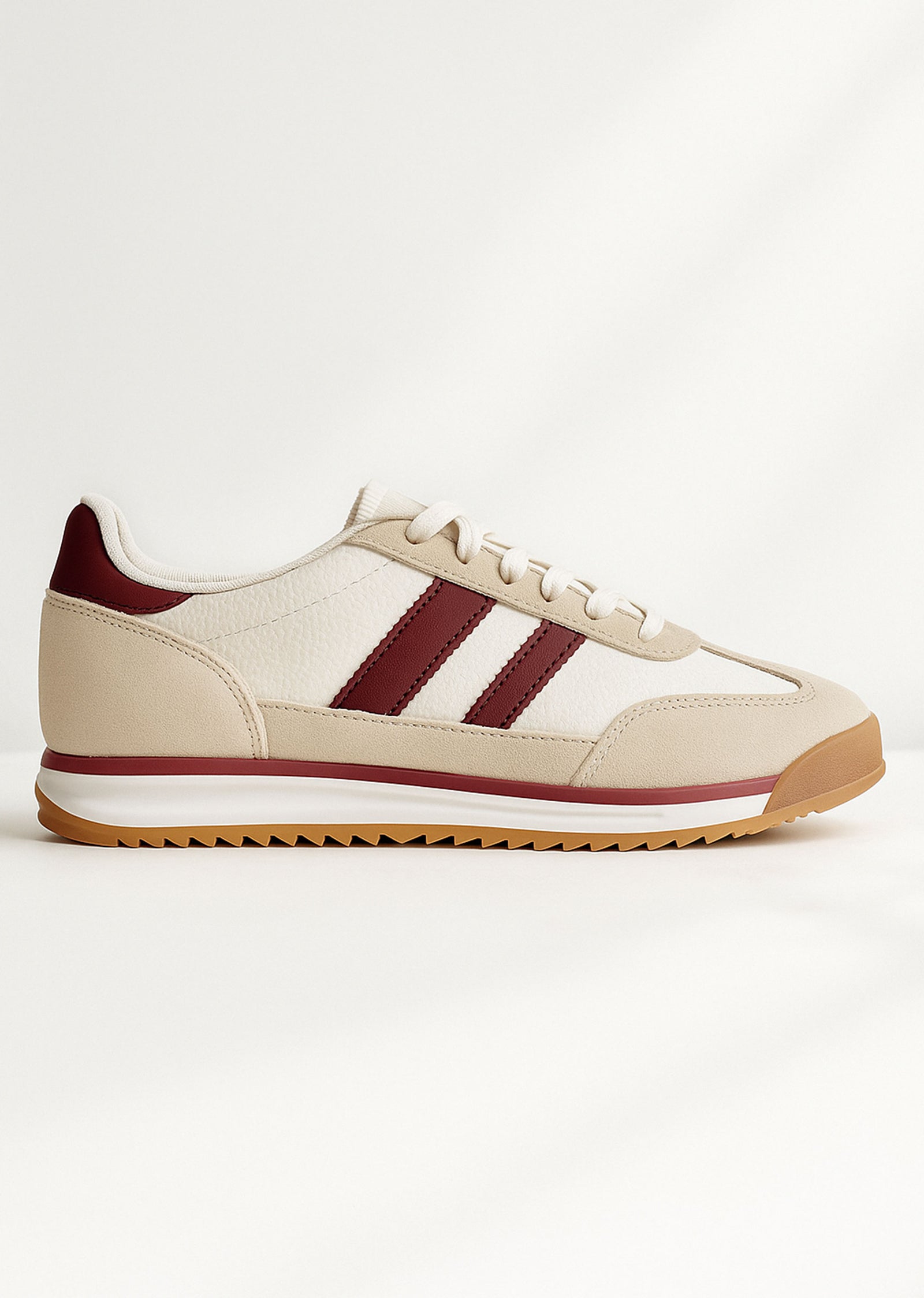 Alta Cream Burgundy Contrast Trainers