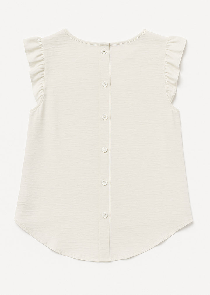 Cream Button Back Top