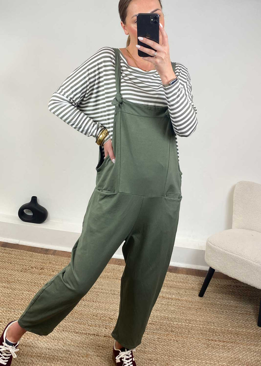 Khaki Jersey Dungarees 