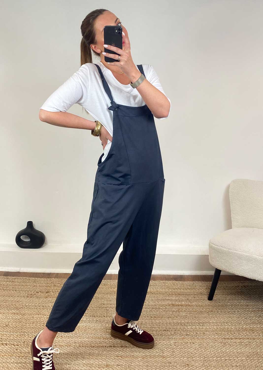 Cressida Jersey Dungarees  Slate Grey