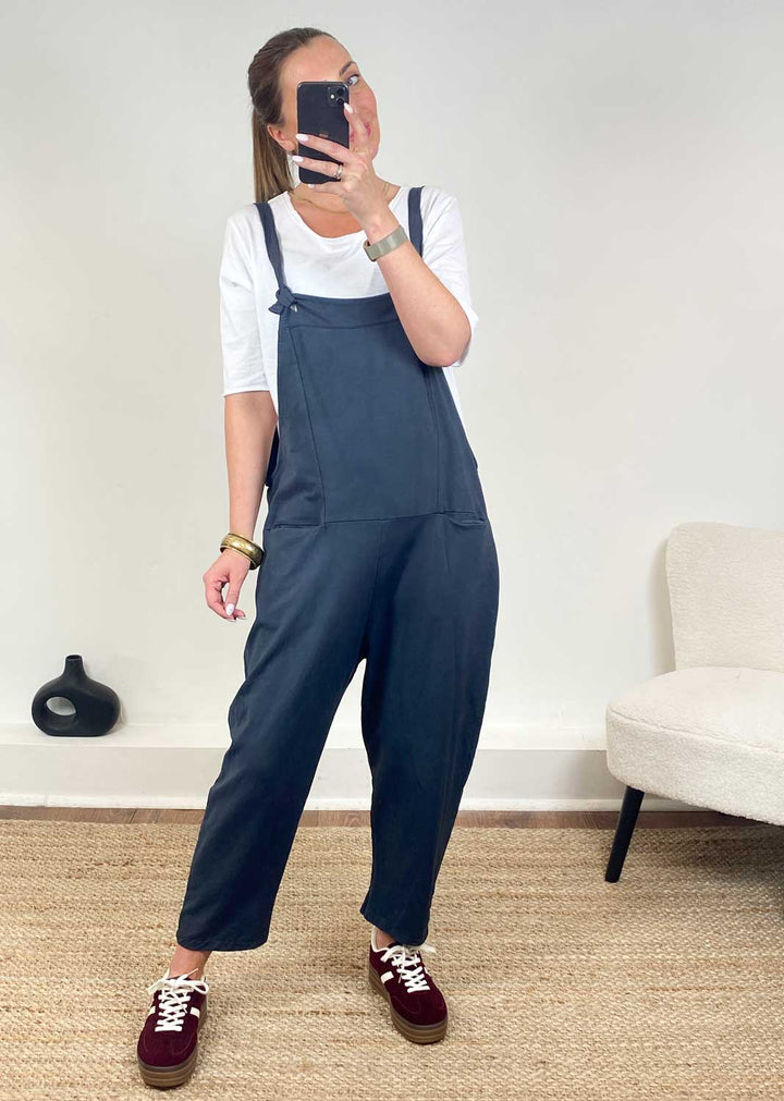 Cressida Jersey Dungarees  Slate Grey
