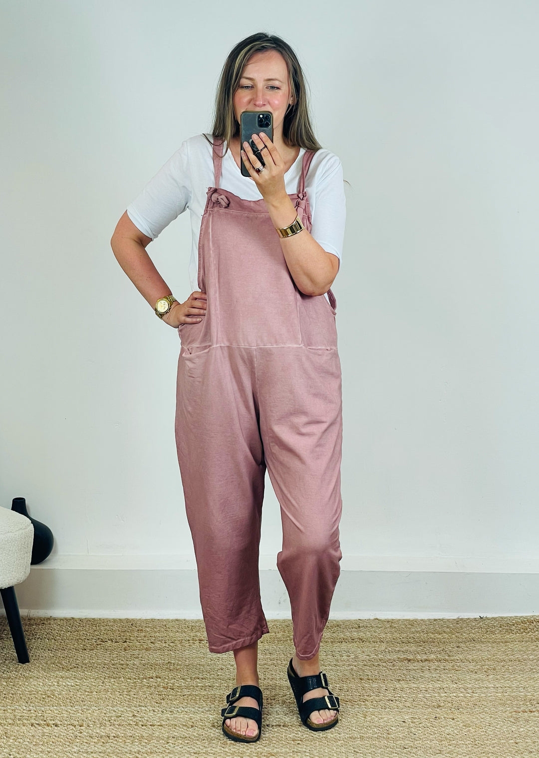 Dusty Pink Dungarees