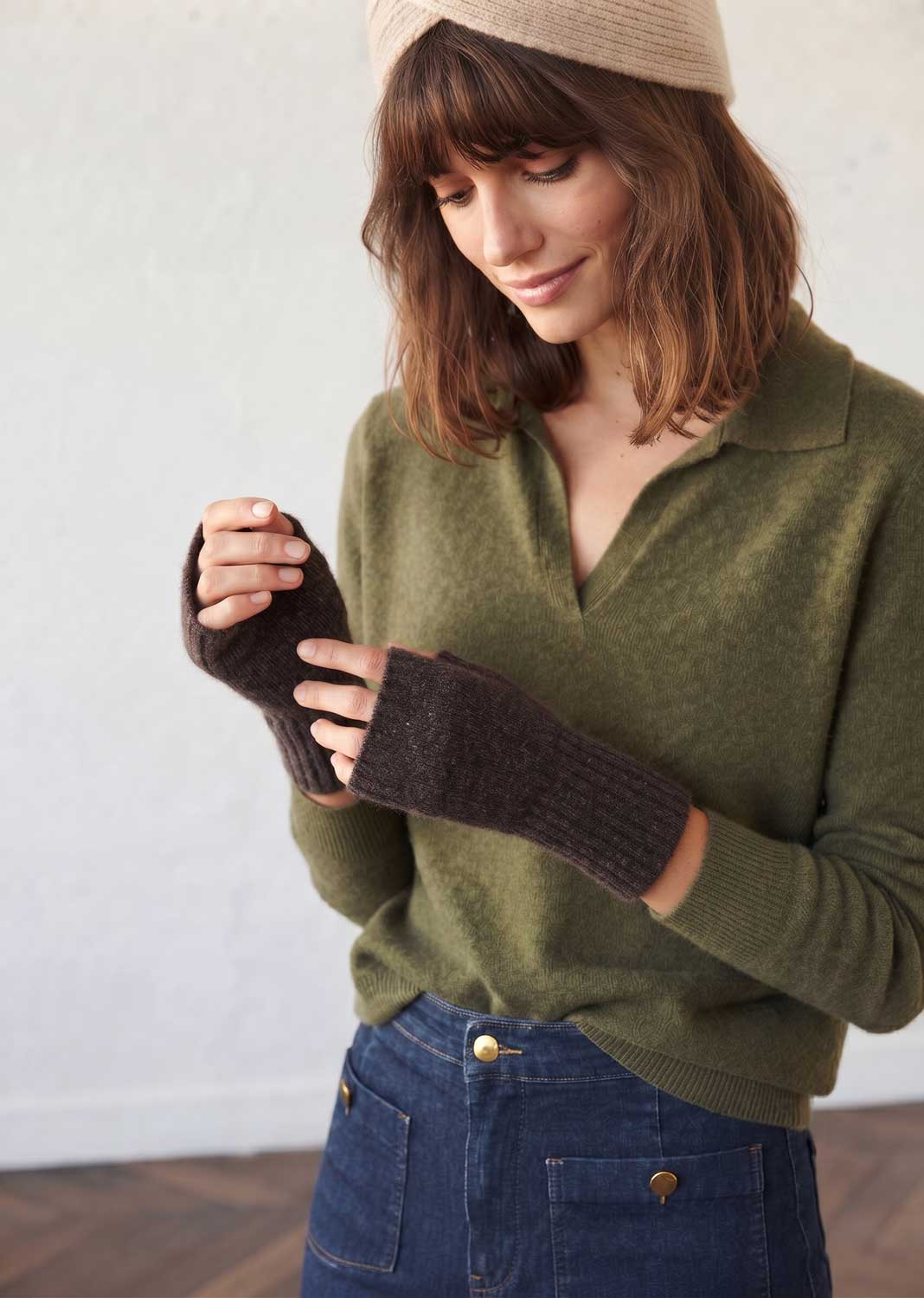 Esra Cuffed Knitted Mittens