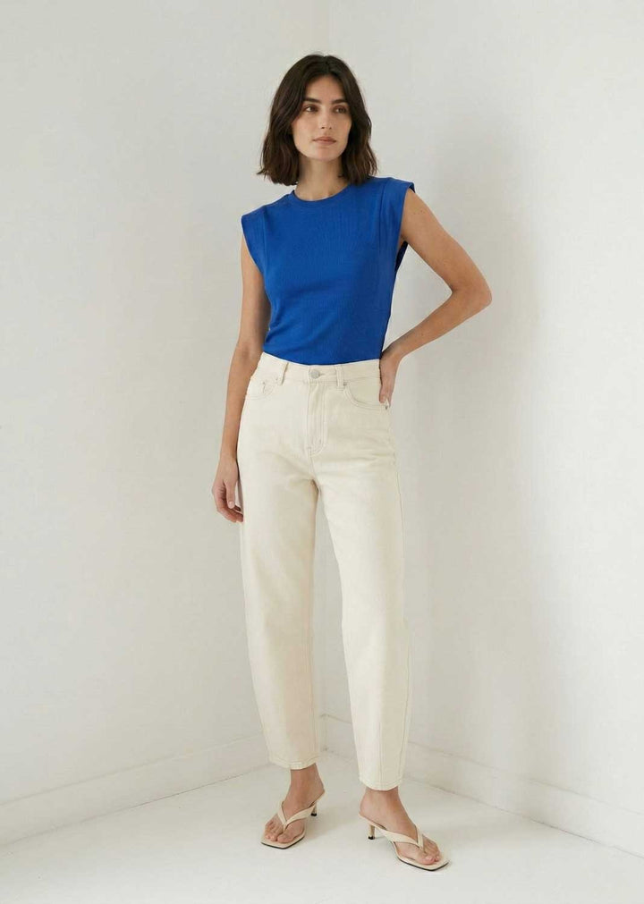 Genevieve Extended Shoulder Tshirt Blue