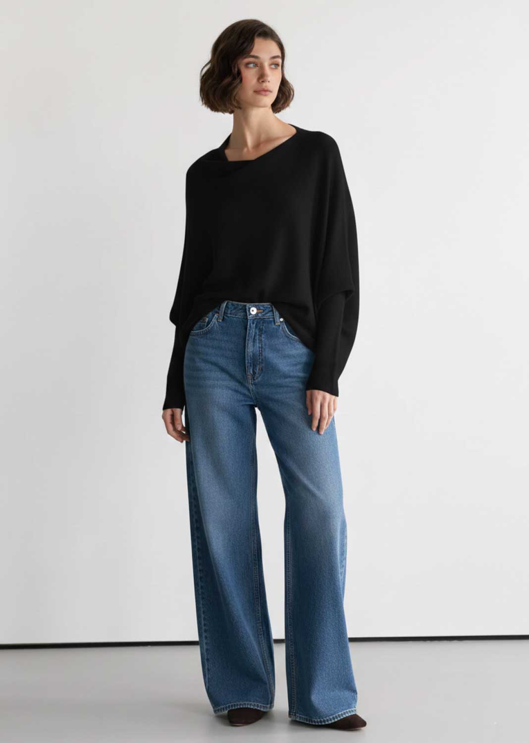 Grace Asymmetric Knit Jumper Black