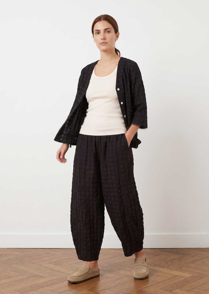 Hattie Black Checked Black Barrel Leg Pants