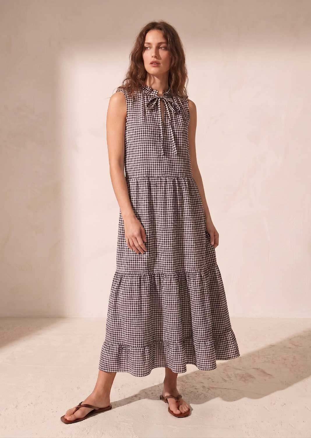 Brown Gingham Maxi Dress – Bond Boutique Brown Gingham Maxi Dress – Bond Boutique