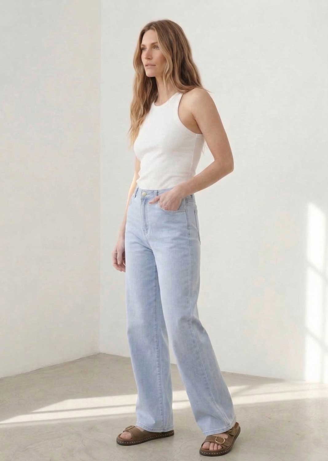 pale wash dad fit jeans