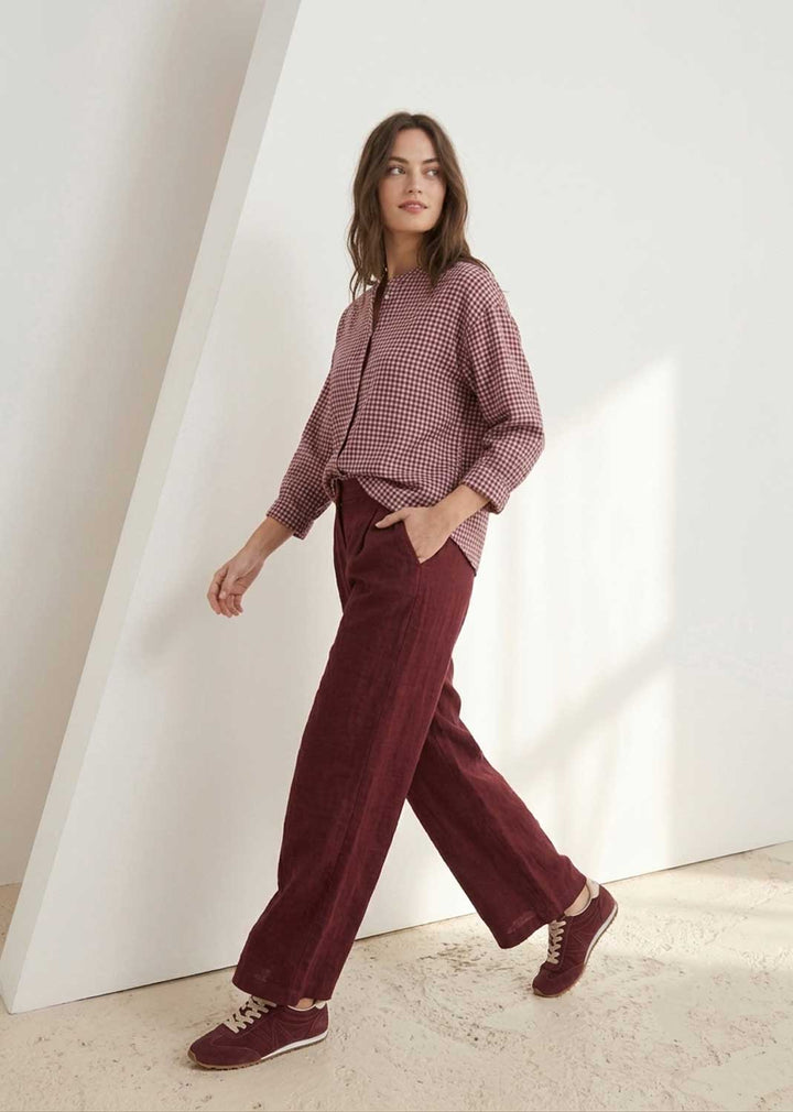 Leighton Burgundy Linen Wide Leg Pants