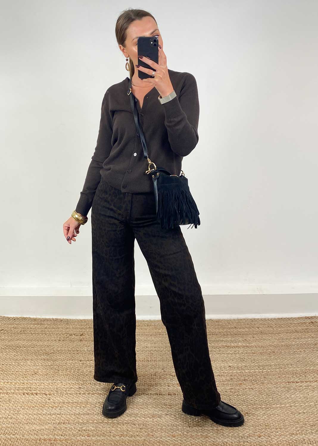 Wide Leg Leopard Jeans