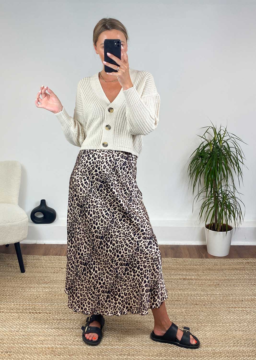 Sansi Leopard Silky Skirt