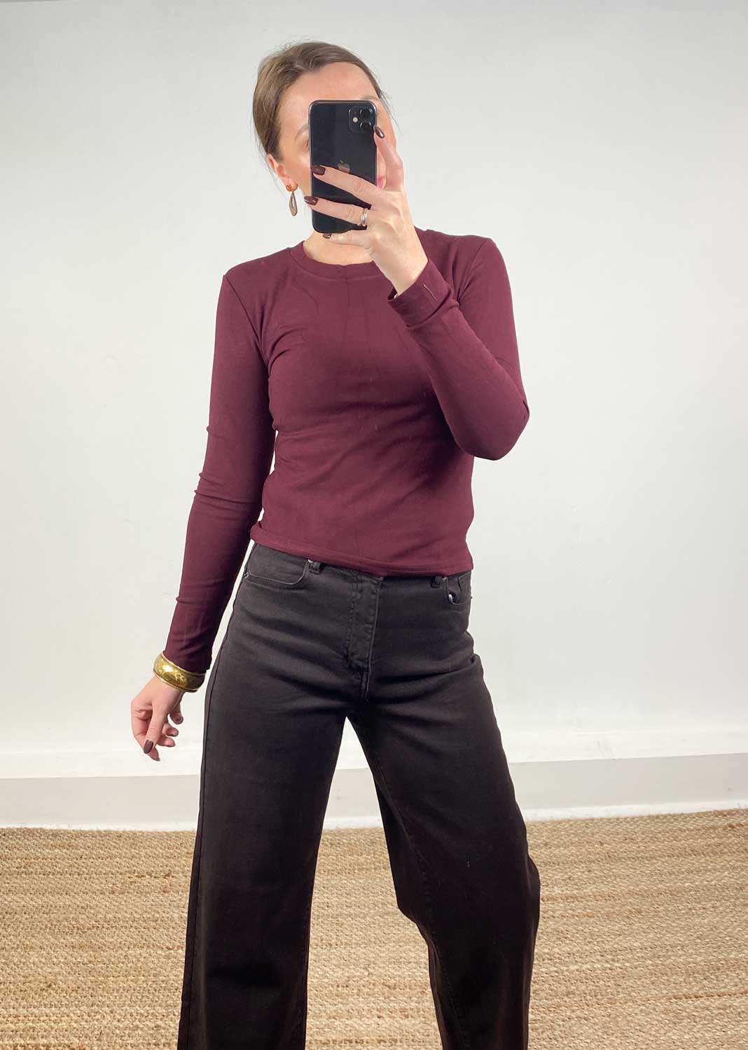 Lora Scoop Neck Top Burgundy