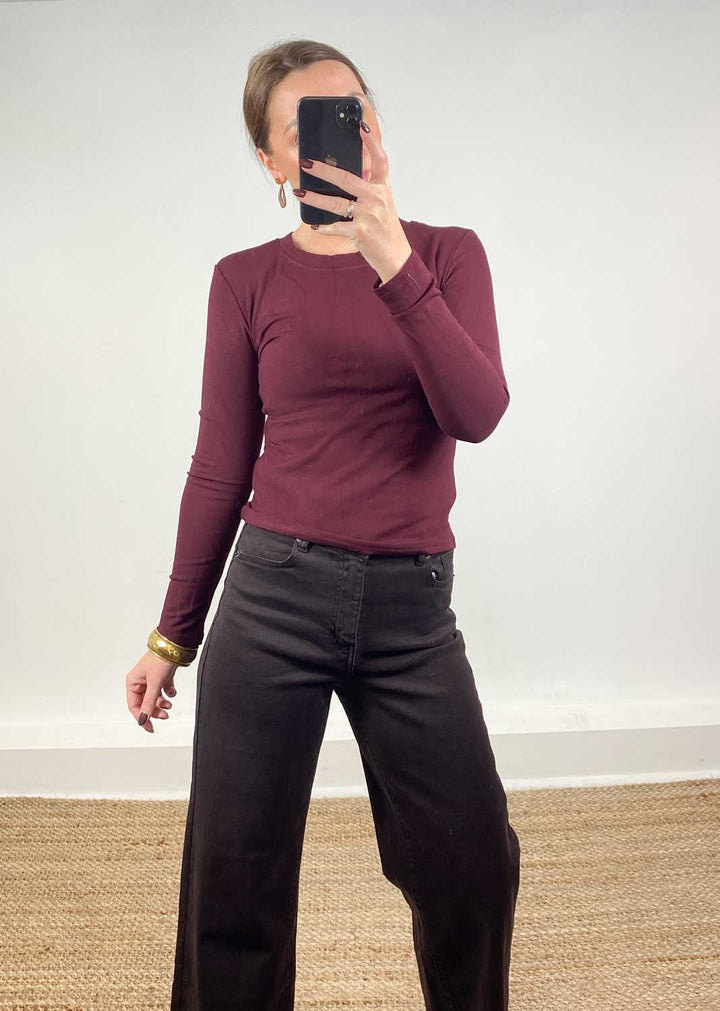 Lora Scoop Neck Top Burgundy