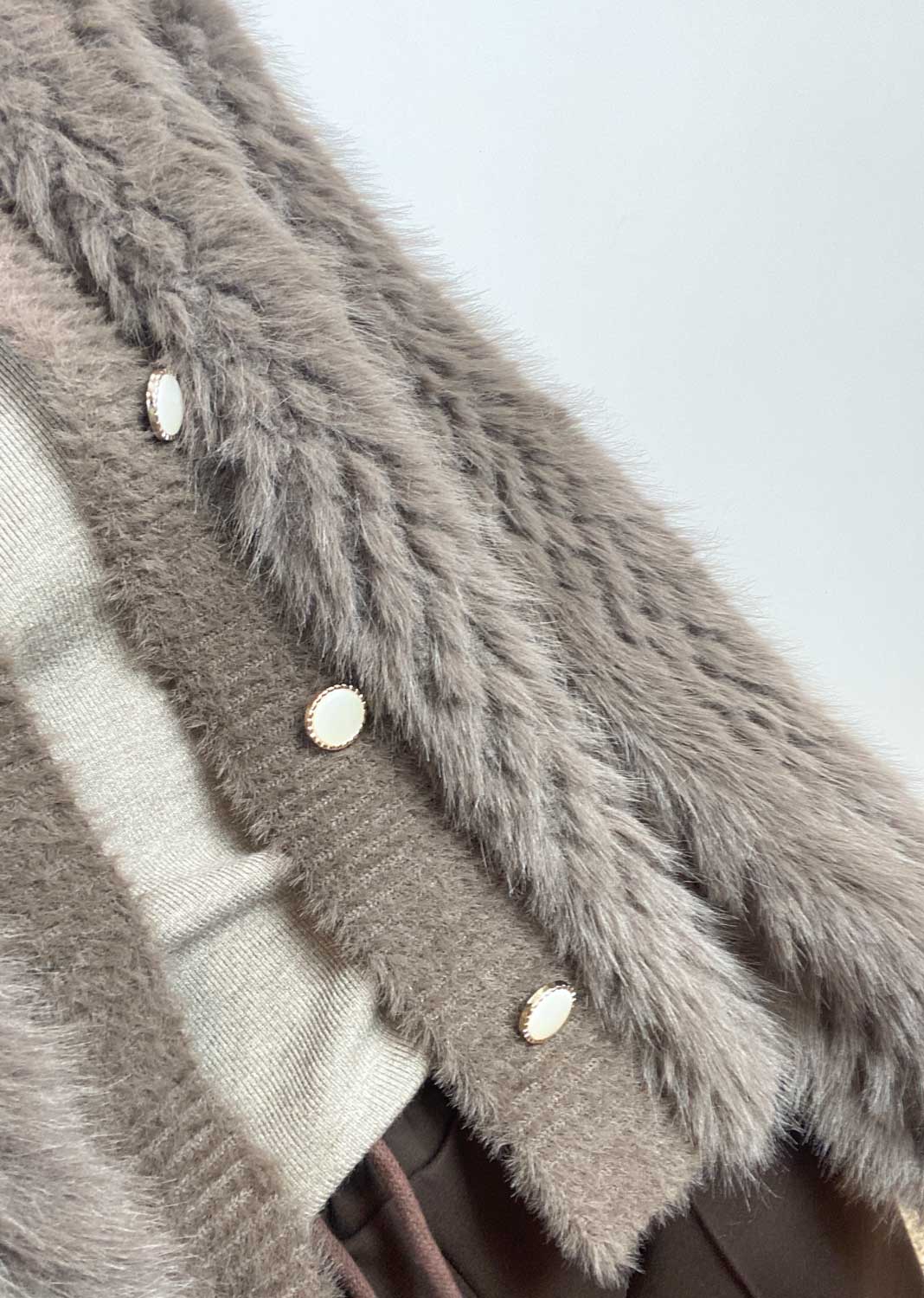 Faux Fur Jacket Taupe