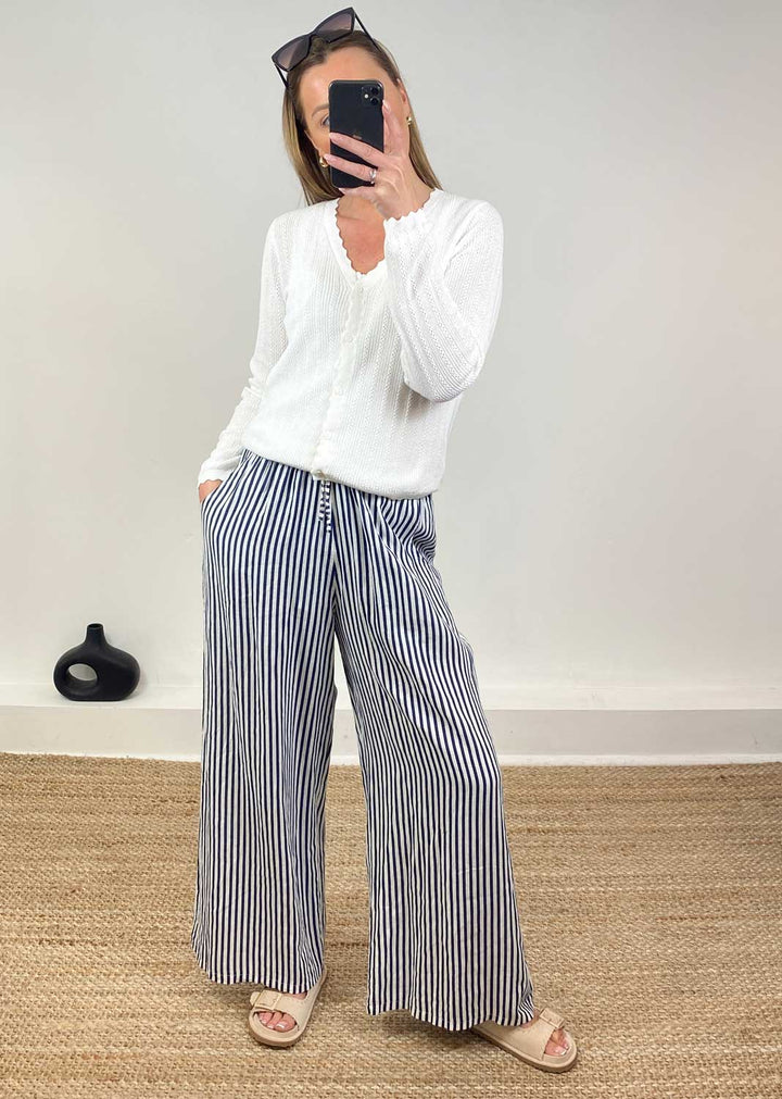 Lux Pointelle Cardigan in Ivory