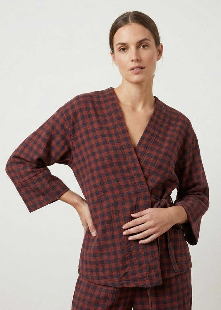 Marion Burgundy Checked Jacket