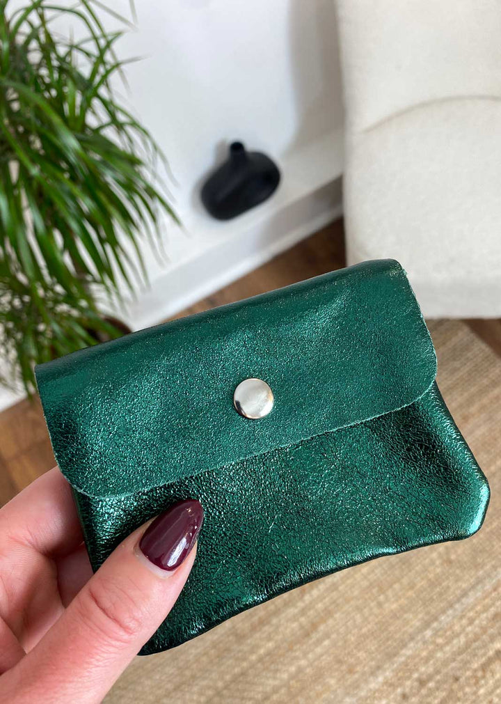 Metallic Small Leather Purse