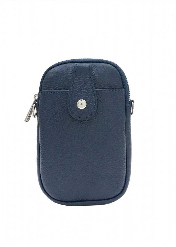 NAVY LEATHER PHONE BAG
