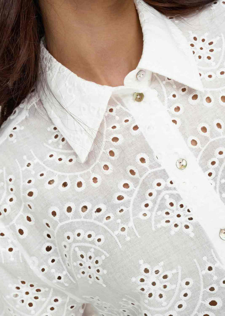 ONLY Valais Anglaise Broderie Shirt - White