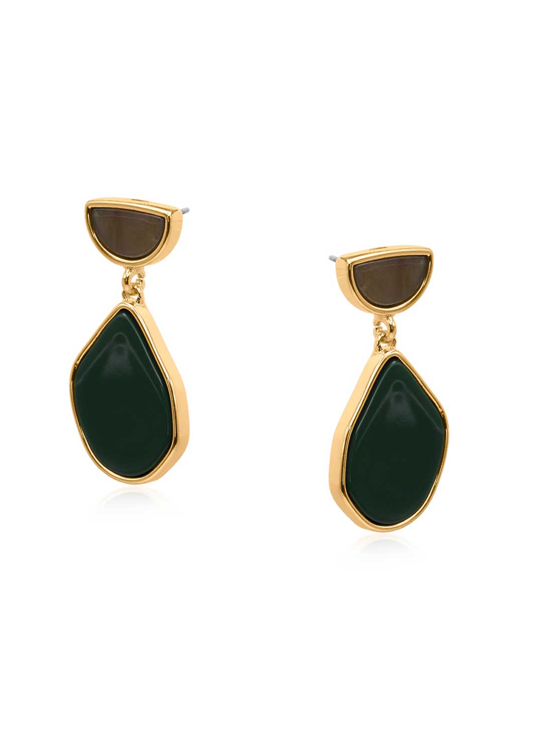 green beige enamel earrings