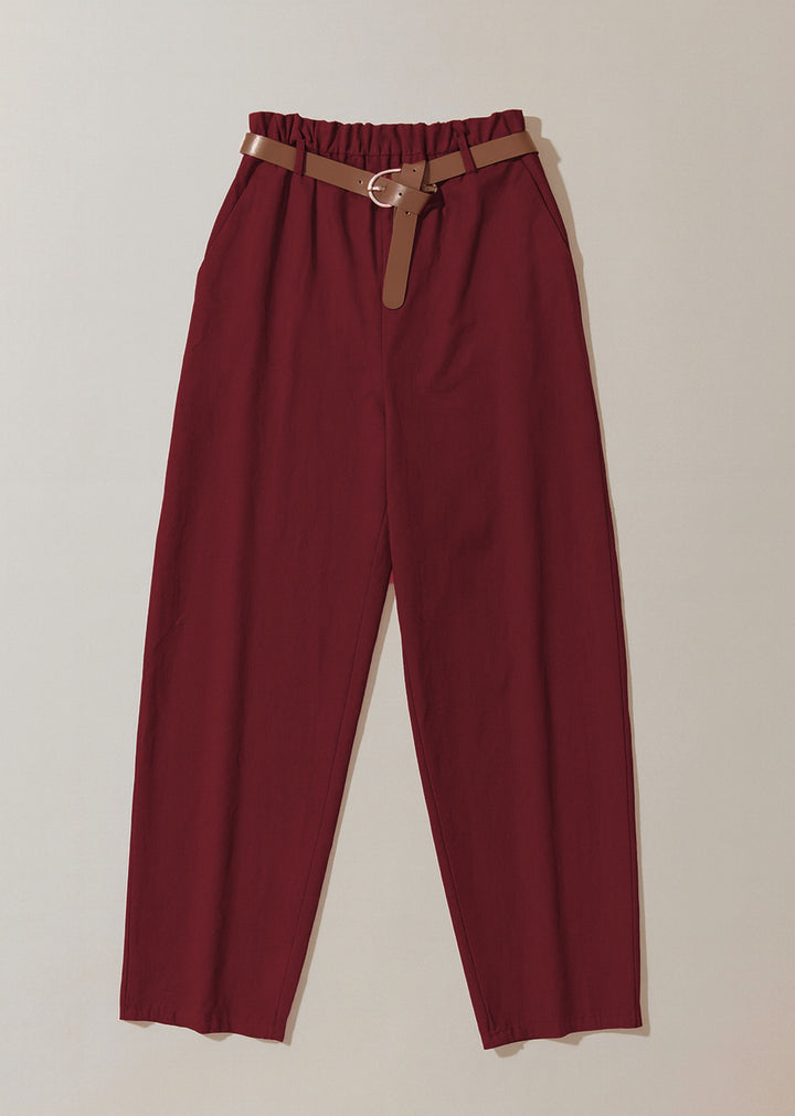 Parker Belted Barrel Trousers Burgundy