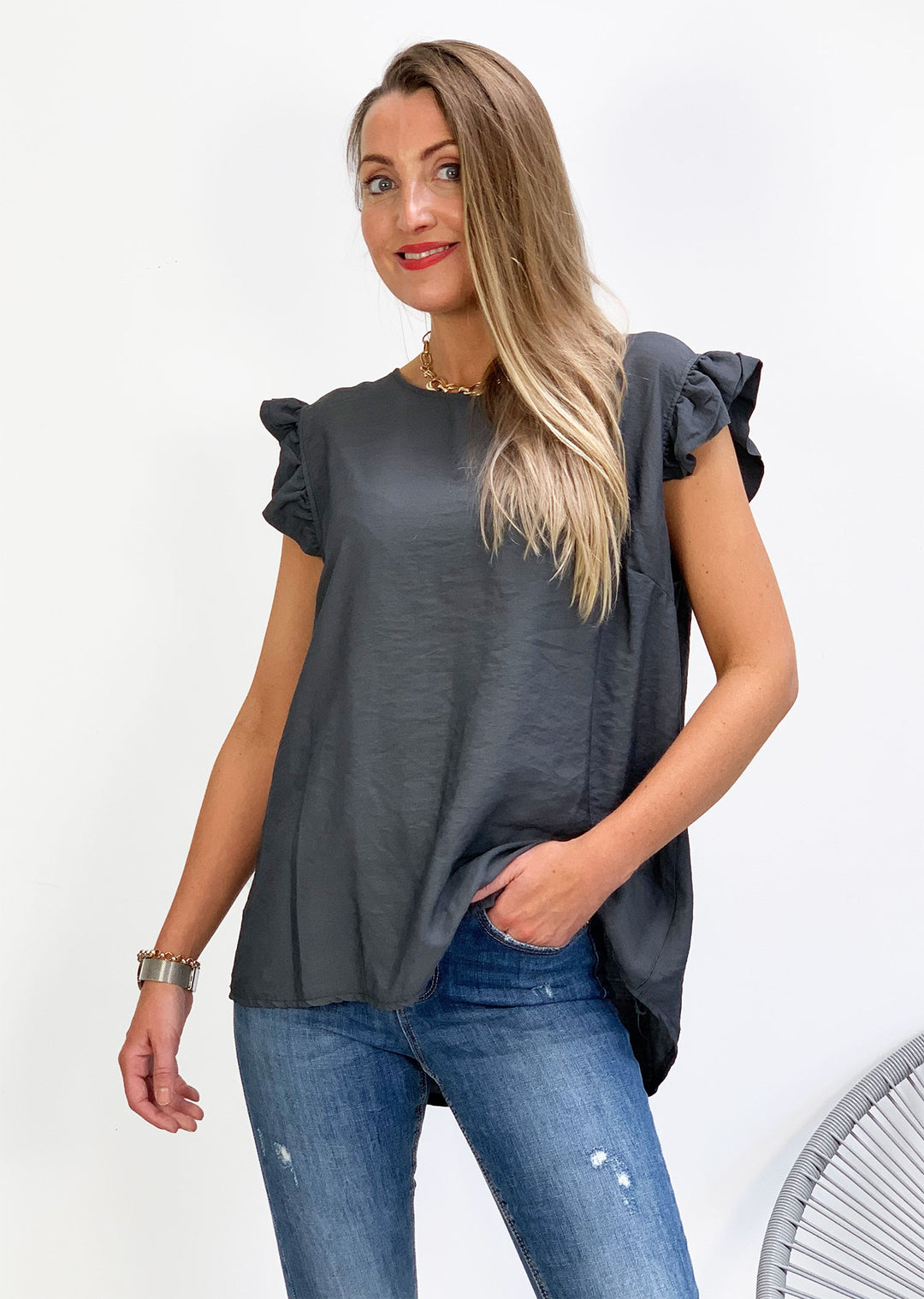 Pia Button Back Top