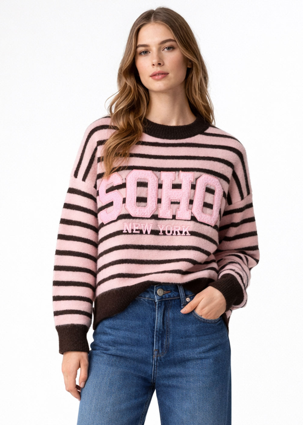 Soho Stripe Jumper Pink