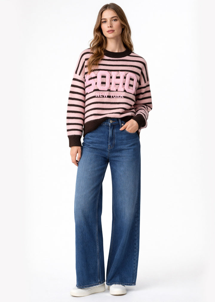 Soho Stripe Jumper Pink
