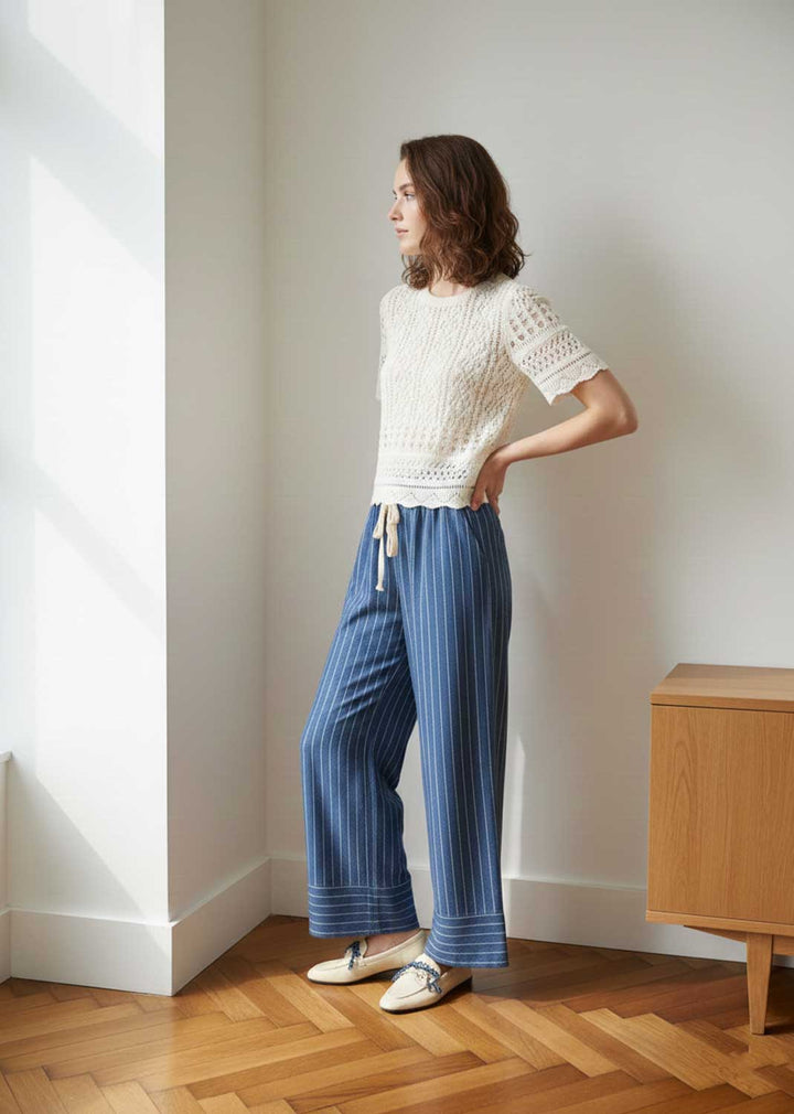 pinstripe denim pants