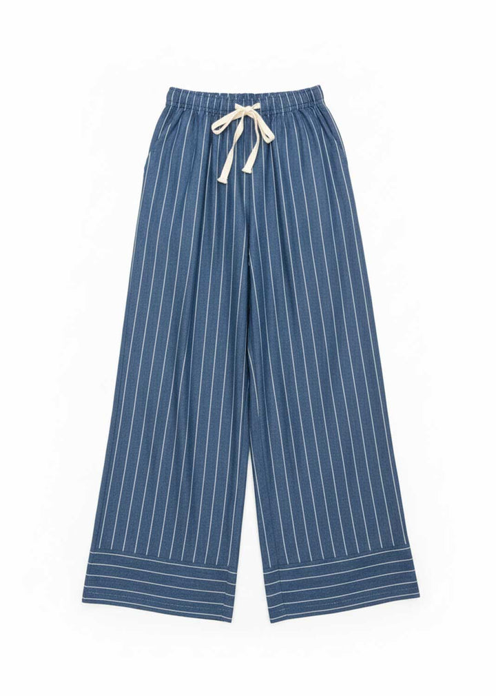 Colby Stripe Chambray Pants Mid Blue