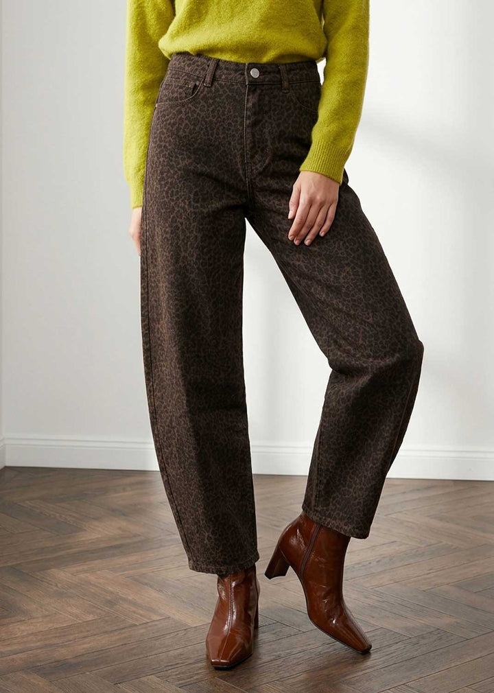 Quinn Leopard Barrel Jeans