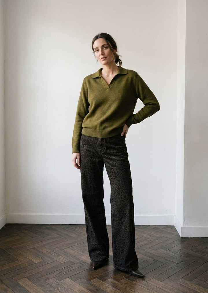 Quinn Leopard Print Dad Jeans