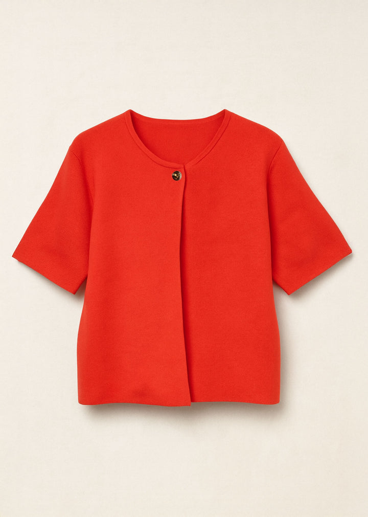 Red Short Sleeve Cardigan 