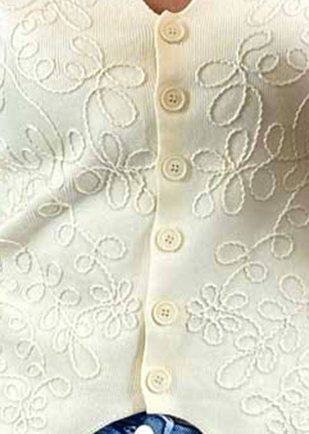 Remy Embroidered Knitted Waistcoat in Cream